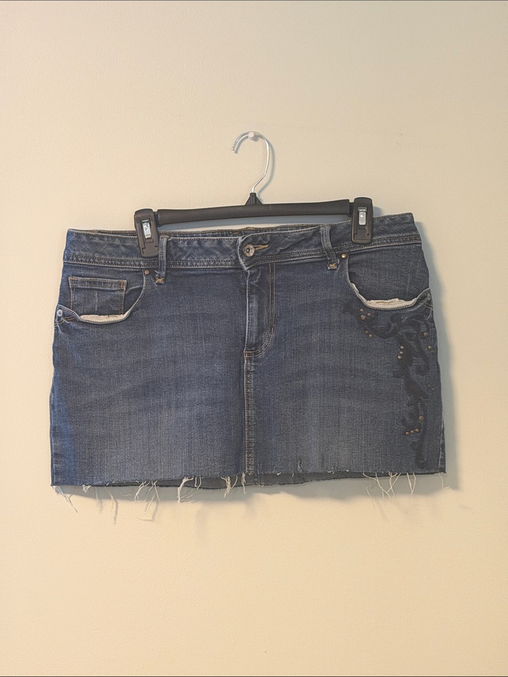 Sonoma Dark Blue Denim Mini Skirt with Embroidered Detail